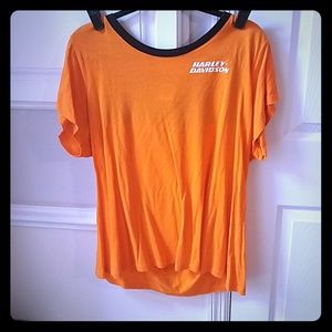 Orange and black Harley Davidson tee shirt